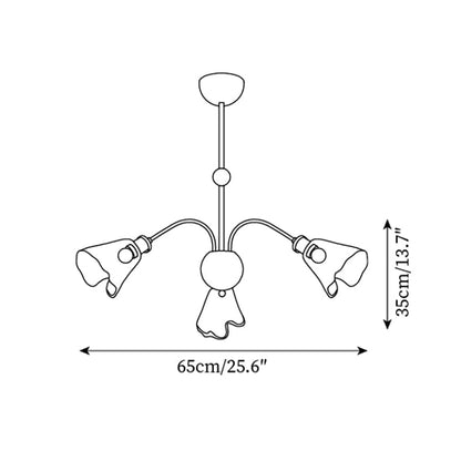 Amélie Amber Glass Curved Arm Chandelier
