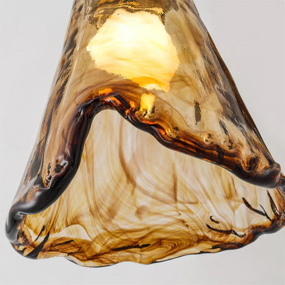 Amélie Amber Glass Curved Arm Chandelier
