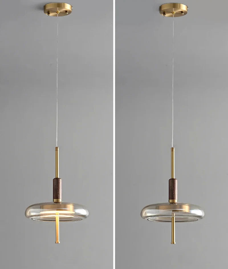 Sophie Nimbus Suspension en verre avec accent cuivré pour plafond