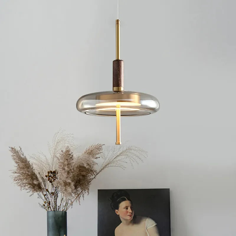 Sophie Nimbus Suspension en verre avec accent cuivré pour plafond