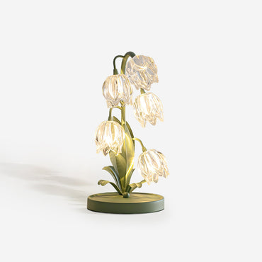 Lampe de table Aurélia Green Flower avec pétales en verre