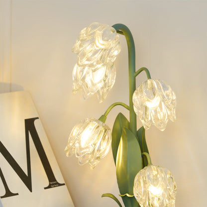 Aurélia Green Flower Table Lamp with Glass Petal Design