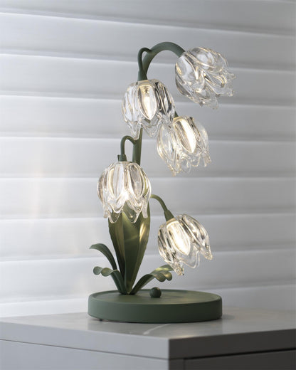 Aurélia Green Flower Table Lamp with Glass Petal Design