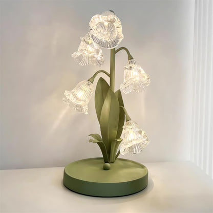 Aurélia Green Flower Table Lamp with Glass Petal Design