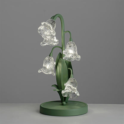 Aurélia Green Flower Table Lamp with Glass Petal Design