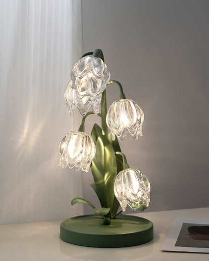 Aurélia Green Flower Table Lamp with Glass Petal Design