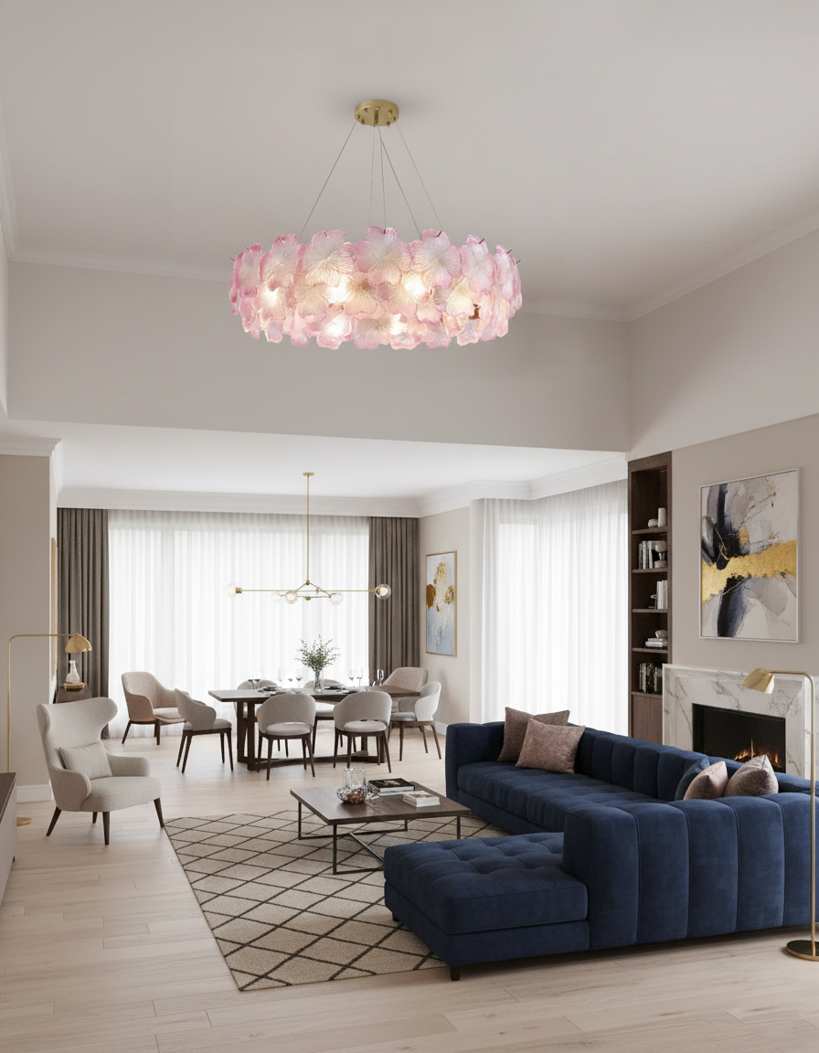 Lustre à pampilles étagé floral Aurélie Rose
