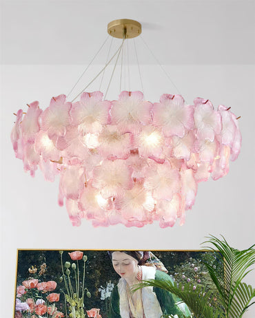 Lustre à pampilles étagé floral Aurélie Rose