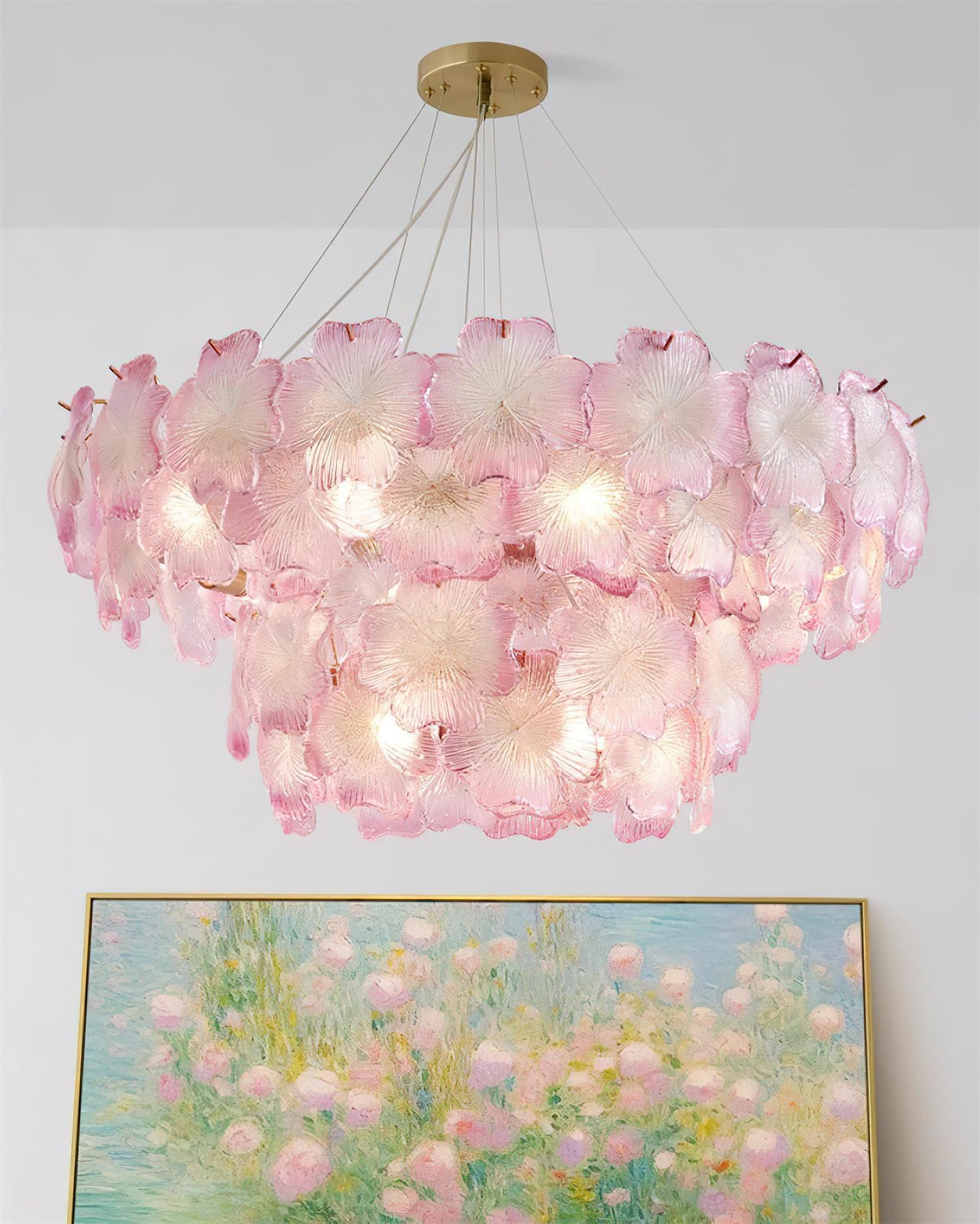 Lustre à pampilles étagé floral Aurélie Rose