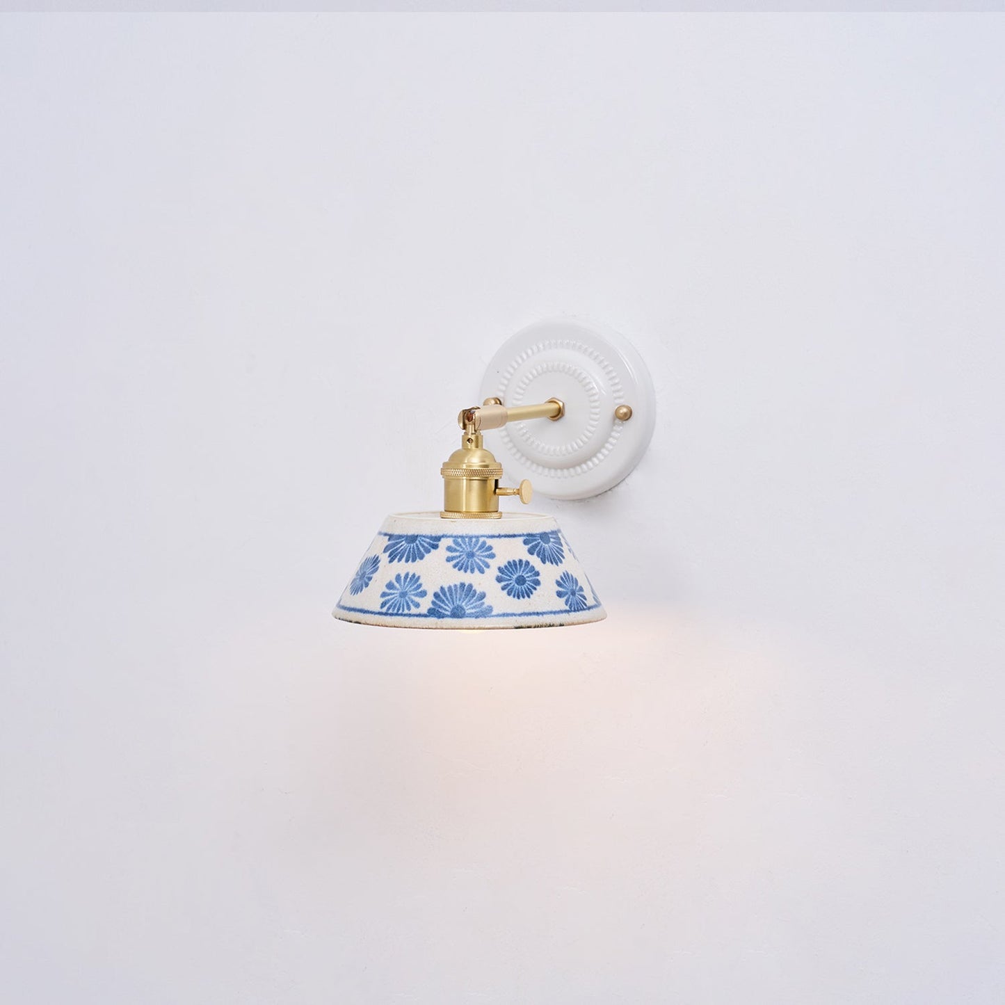 Amélie Porcelain Indigo Wall Lamp with Brass Accents
