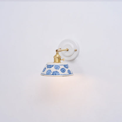 Amélie Porcelain Indigo Wall Lamp with Brass Accents