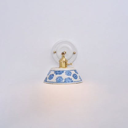 Amélie Porcelain Indigo Wall Lamp with Brass Accents