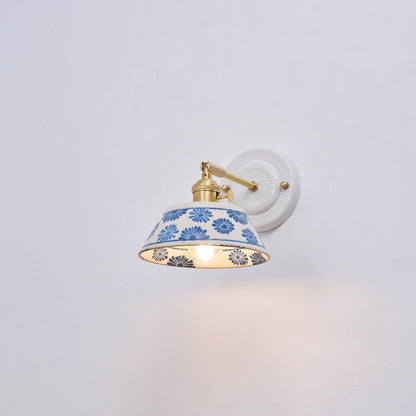 Amélie Porcelain Indigo Wall Lamp with Brass Accents