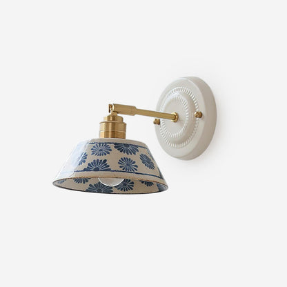 Amélie Porcelain Indigo Wall Lamp with Brass Accents