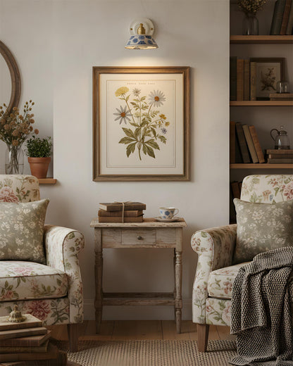 Amélie Porcelain Indigo Wall Lamp with Brass Accents