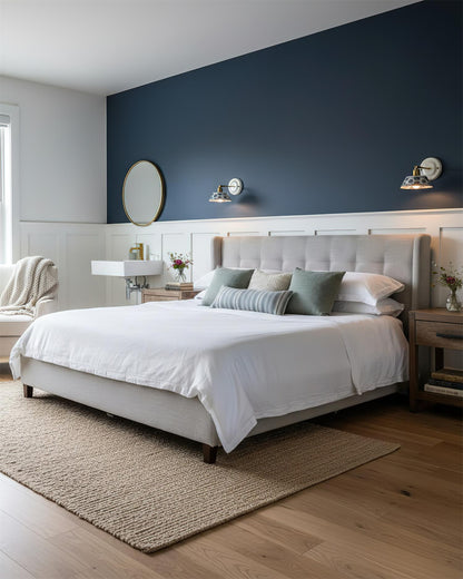 Amélie Porcelain Indigo Wall Lamp with Brass Accents