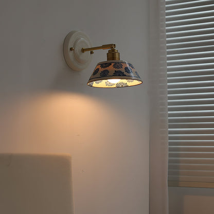 Amélie Porcelain Indigo Wall Lamp with Brass Accents