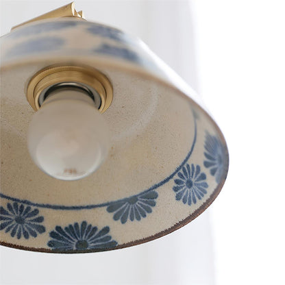 Amélie Porcelain Indigo Wall Lamp with Brass Accents