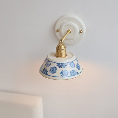 Amélie Porcelain Indigo Wall Lamp with Brass Accents