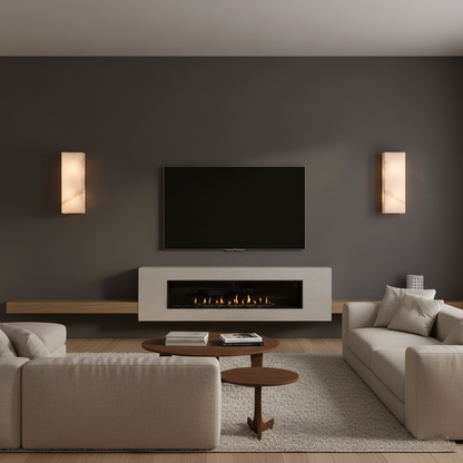 Élodie Rectangular Alabaster Wall Sconce with LED Glow