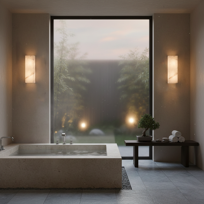 Élodie Rectangular Alabaster Wall Sconce with LED Glow