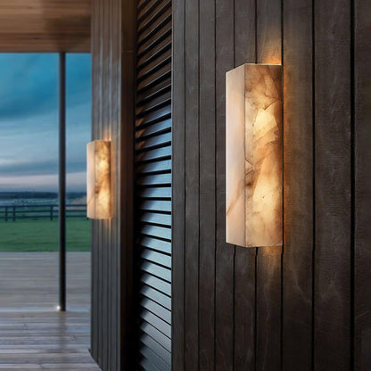 Élodie Rectangular Alabaster Wall Sconce with LED Glow