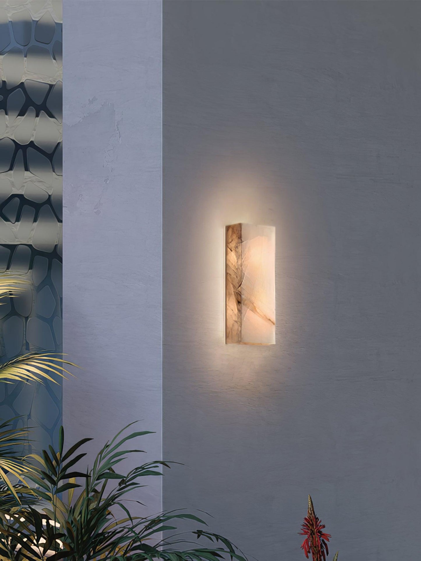 Élodie Rectangular Alabaster Wall Sconce with LED Glow