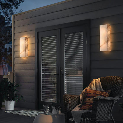 Élodie Rectangular Alabaster Wall Sconce with LED Glow