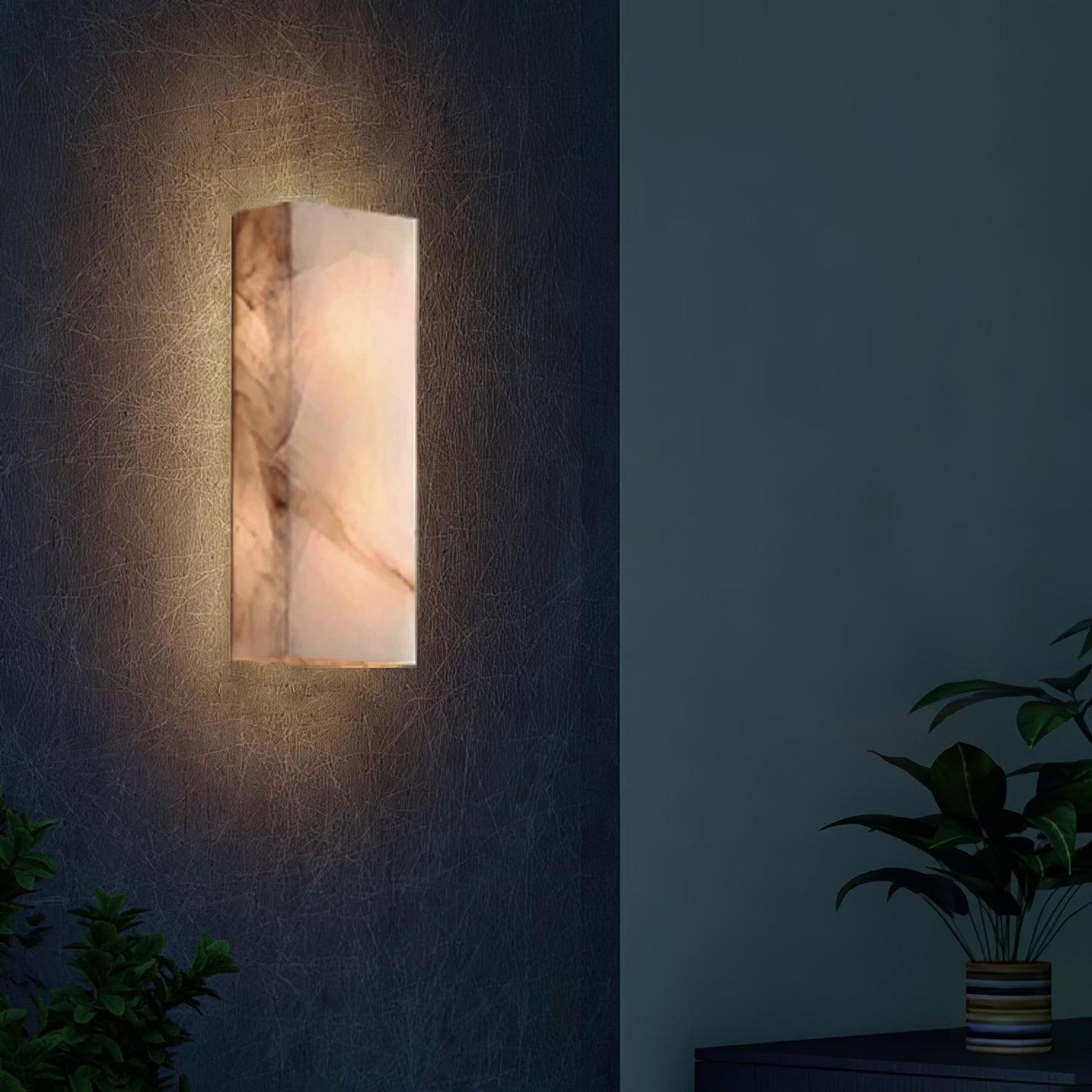 Élodie Rectangular Alabaster Wall Sconce with LED Glow