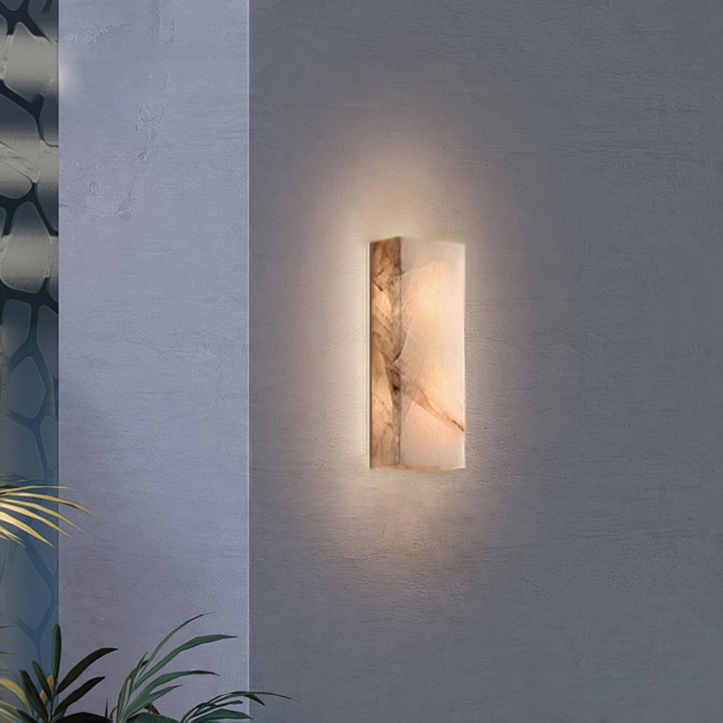 Élodie Rectangular Alabaster Wall Sconce with LED Glow