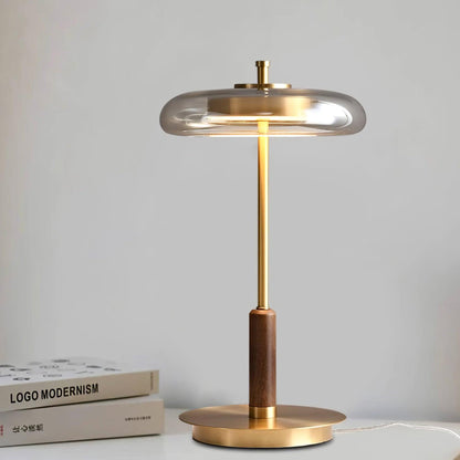 Auriane Glass LED Table Lamp with Brass Base Design