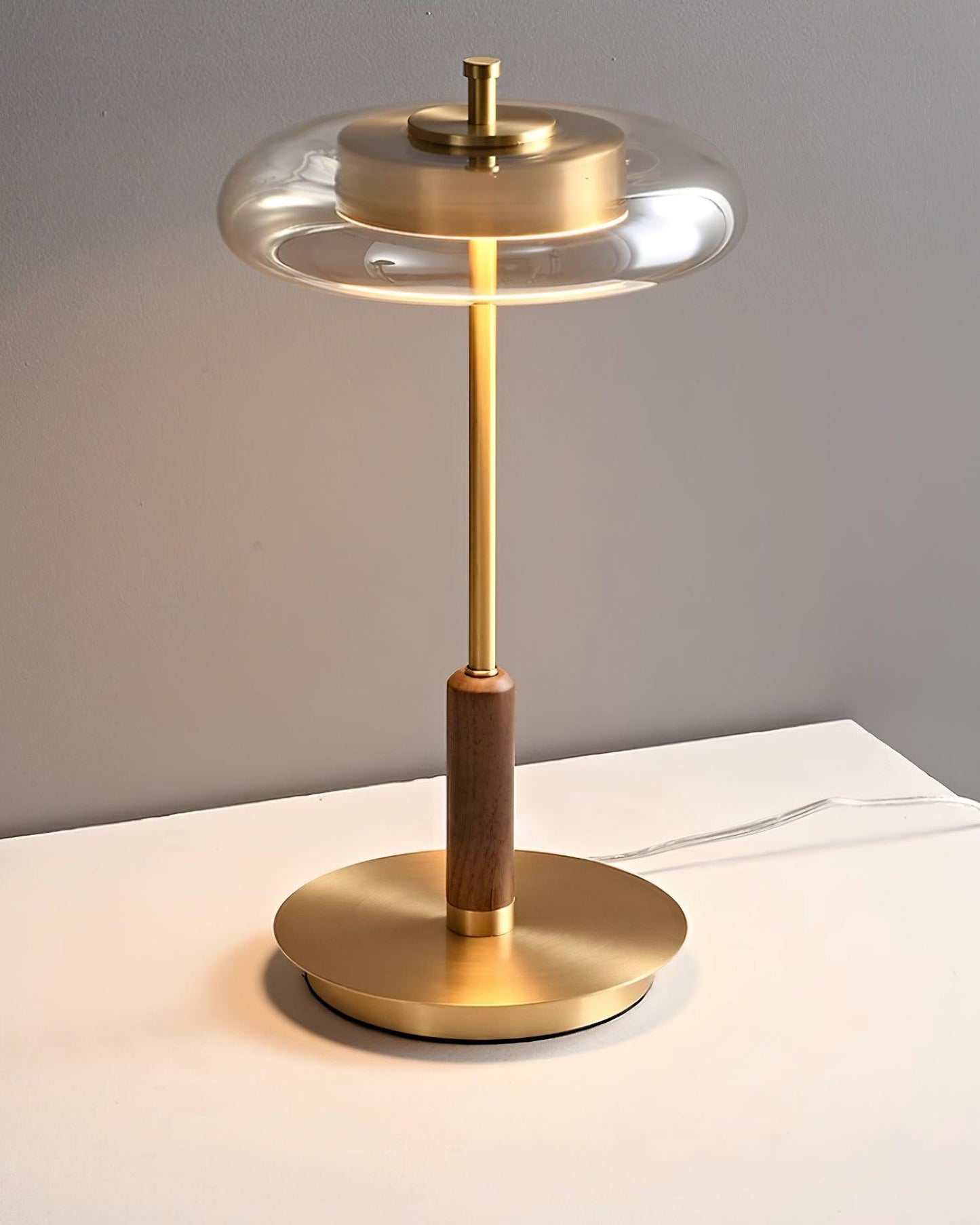 Auriane Glass LED Table Lamp with Brass Base Design