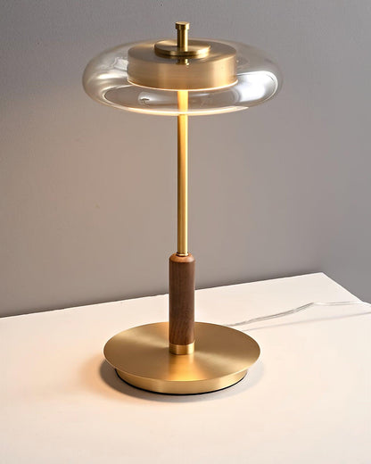 Auriane Glass LED Table Lamp with Brass Base Design