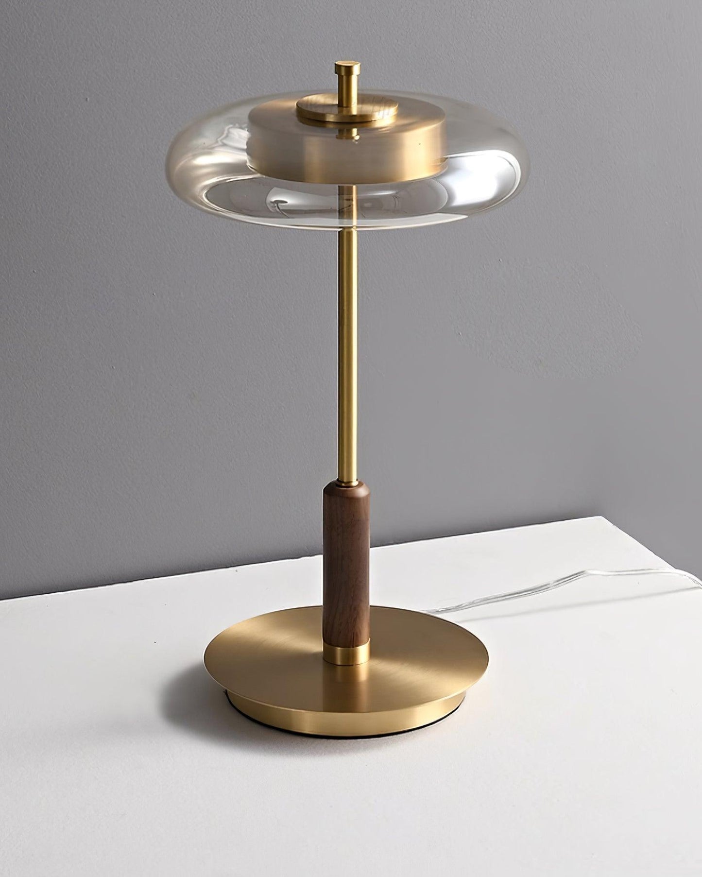 Auriane Glass LED Table Lamp with Brass Base Design