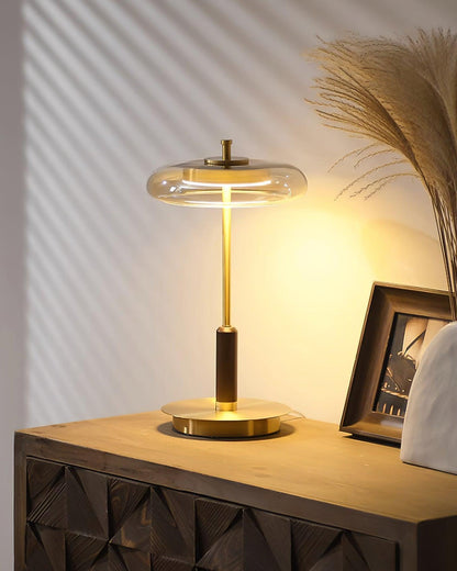 Auriane Glass LED Table Lamp with Brass Base Design