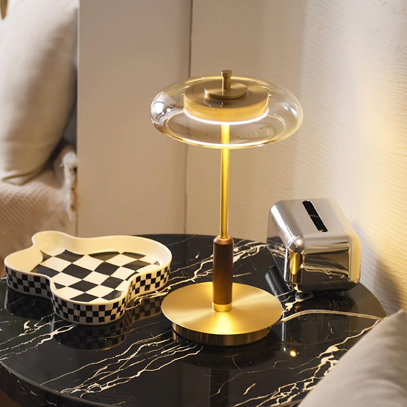 Auriane Glass LED Table Lamp with Brass Base Design