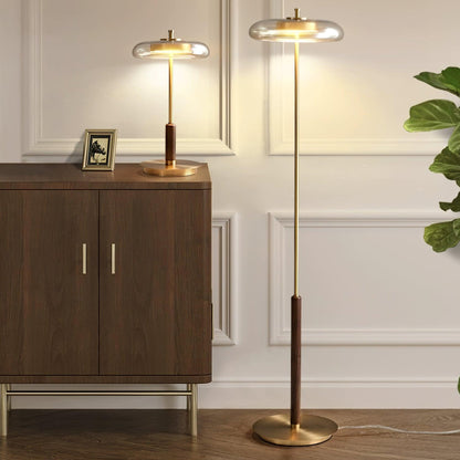 Auriane Glass LED Table Lamp with Brass Base Design