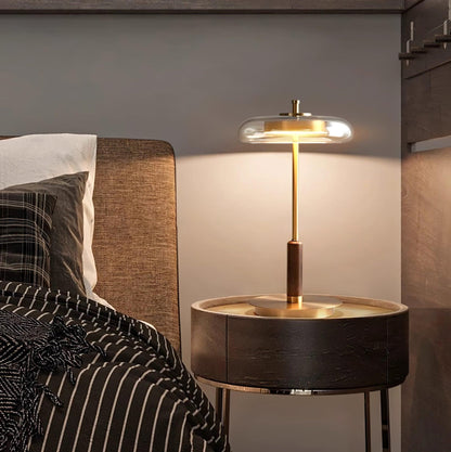 Auriane Glass LED Table Lamp with Brass Base Design