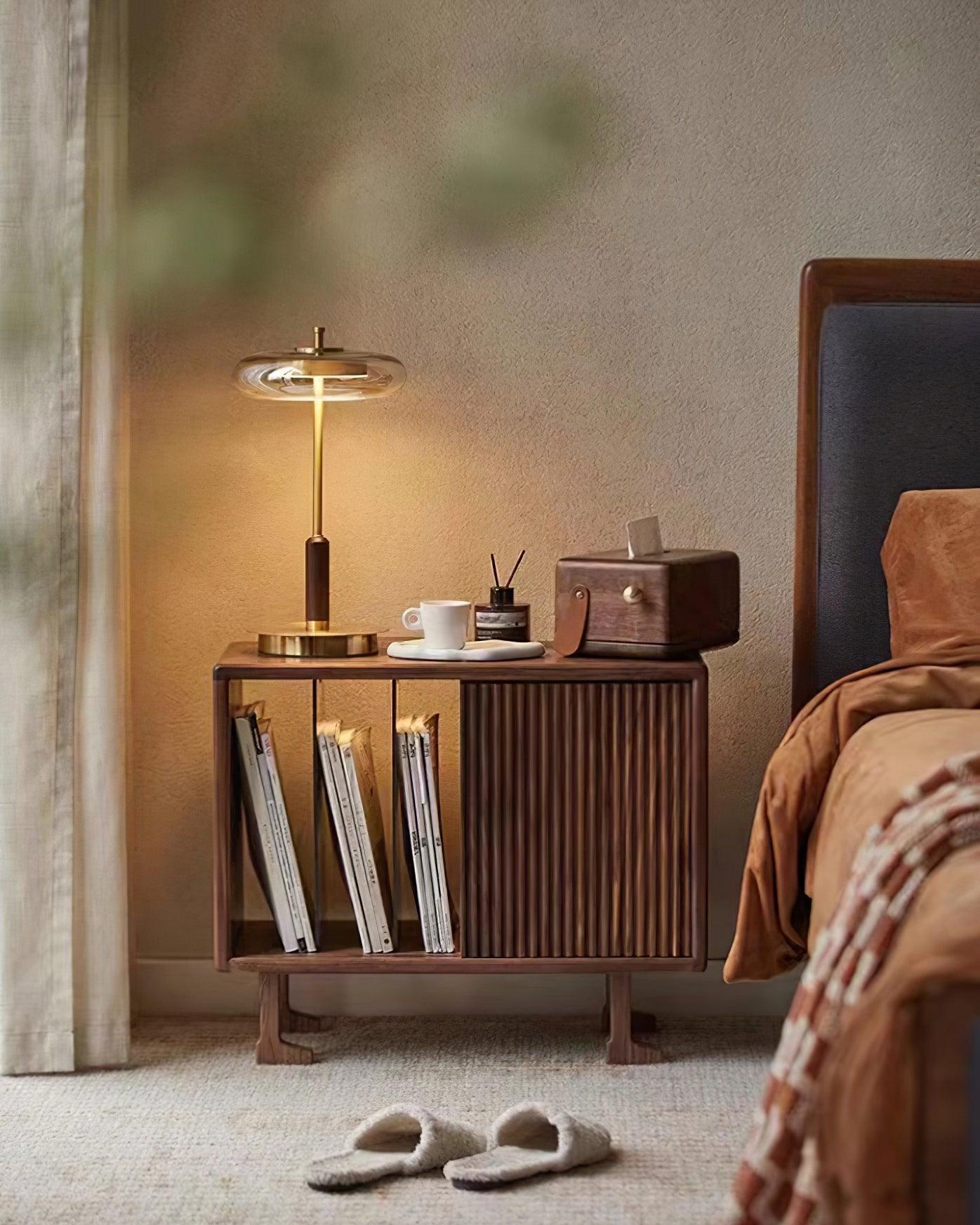 Auriane Glass LED Table Lamp with Brass Base Design