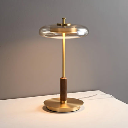 Auriane Glass LED Table Lamp with Brass Base Design