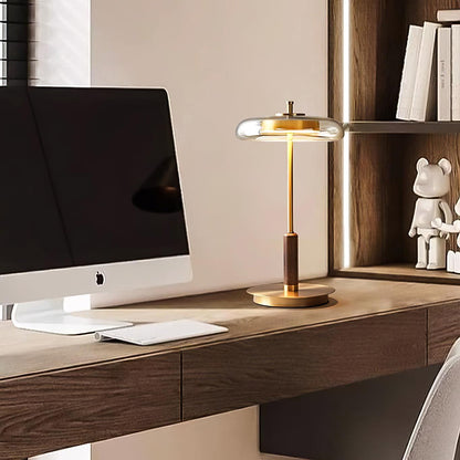 Auriane Glass LED Table Lamp with Brass Base Design