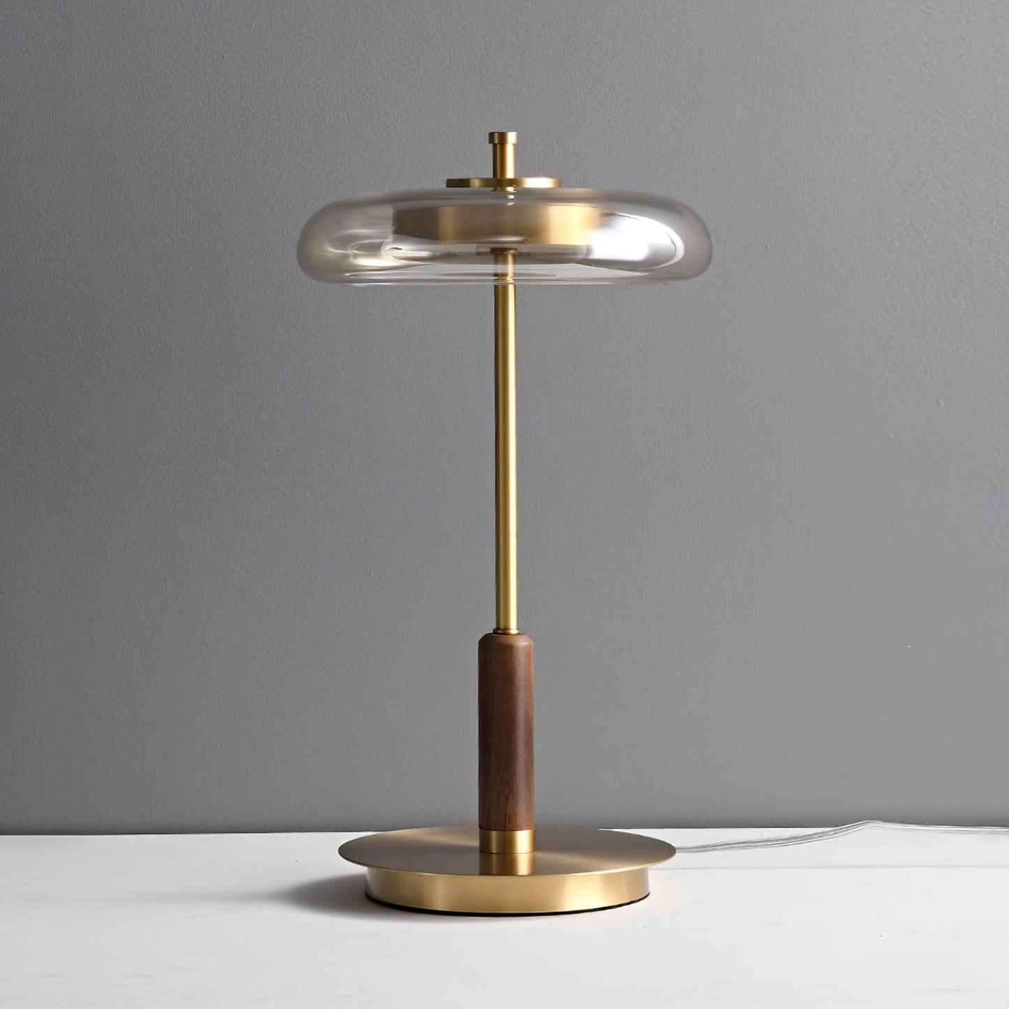 Auriane Glass LED Table Lamp with Brass Base Design