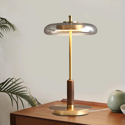 Auriane Glass LED Table Lamp with Brass Base Design