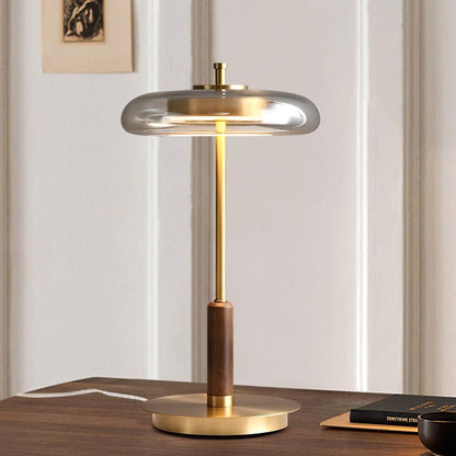Auriane Glass LED Table Lamp with Brass Base Design