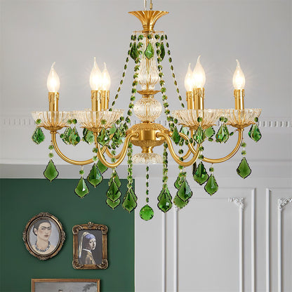 Lustre royal en cristal vert Geneviève
