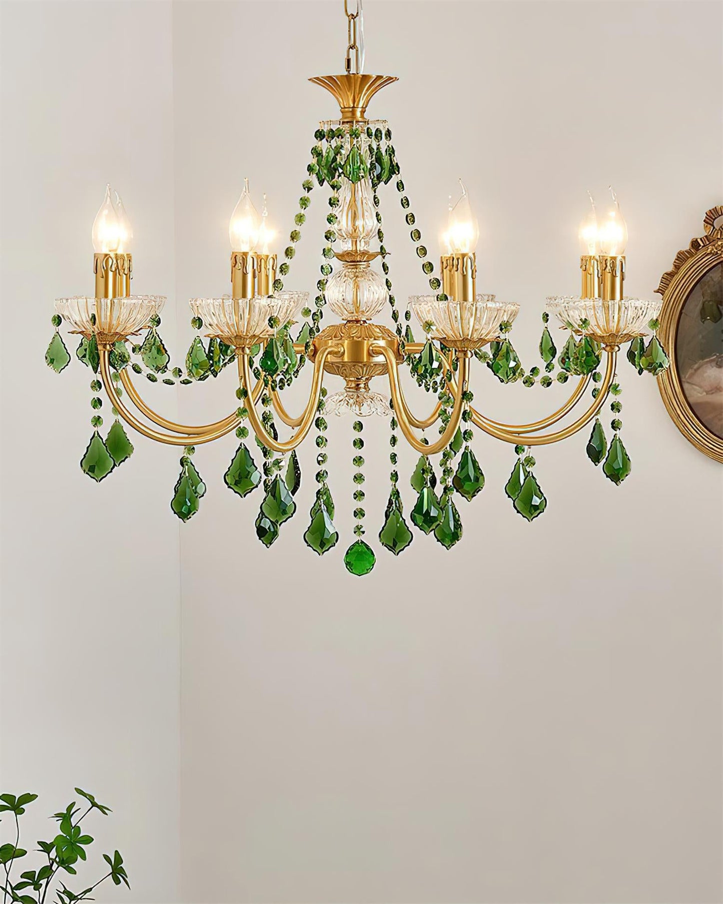 Lustre royal en cristal vert Geneviève
