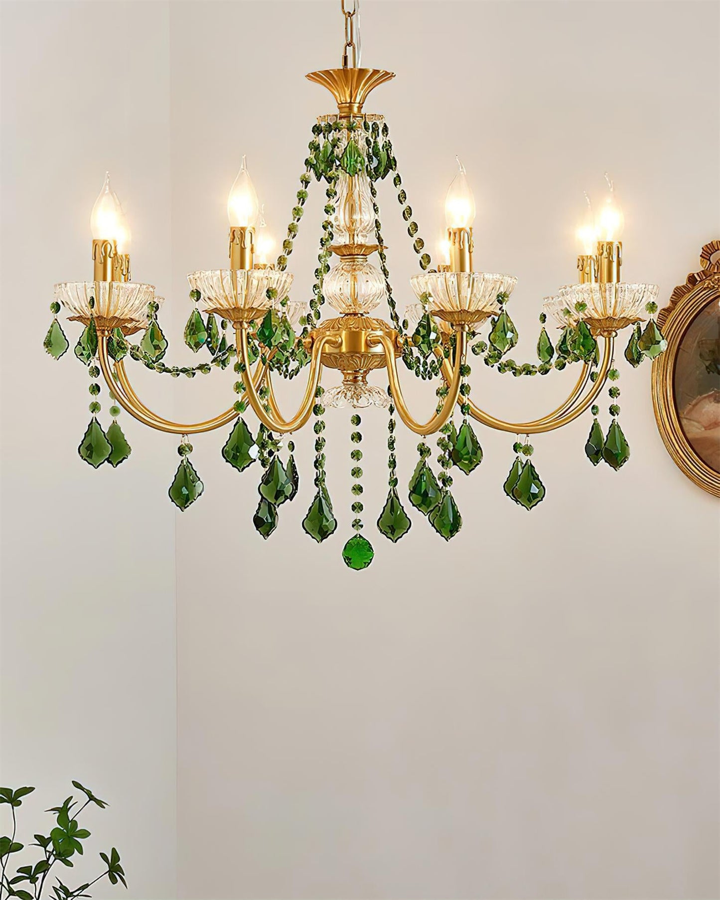 Lustre royal en cristal vert Geneviève