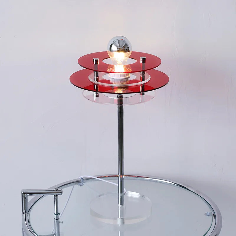 Lampe de table LED en acrylique Sophie Retro Color Layers, lumière d'appoint bleue