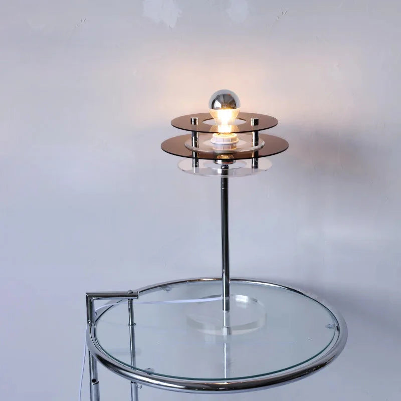 Lampe de table LED en acrylique Sophie Retro Color Layers, lumière d'appoint bleue