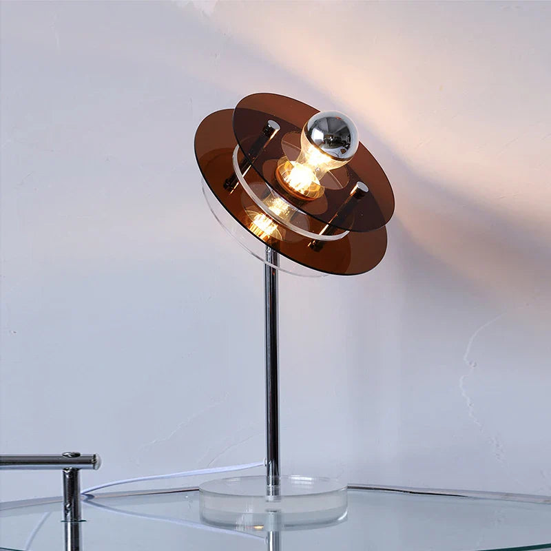 Lampe de table LED en acrylique Sophie Retro Color Layers, lumière d'appoint bleue